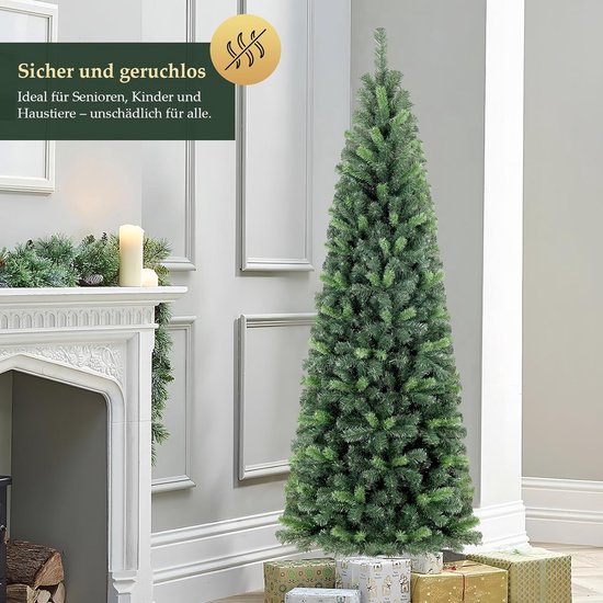GOPLUS Kunstkerstboom, kerstboom met metalen standaard, brede