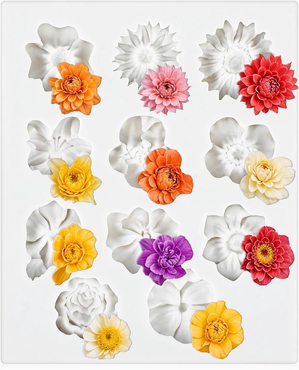 3D Siliconen Bloemen Mallen voor Hars, Kaarsen, Zeep en Taartdecoratie