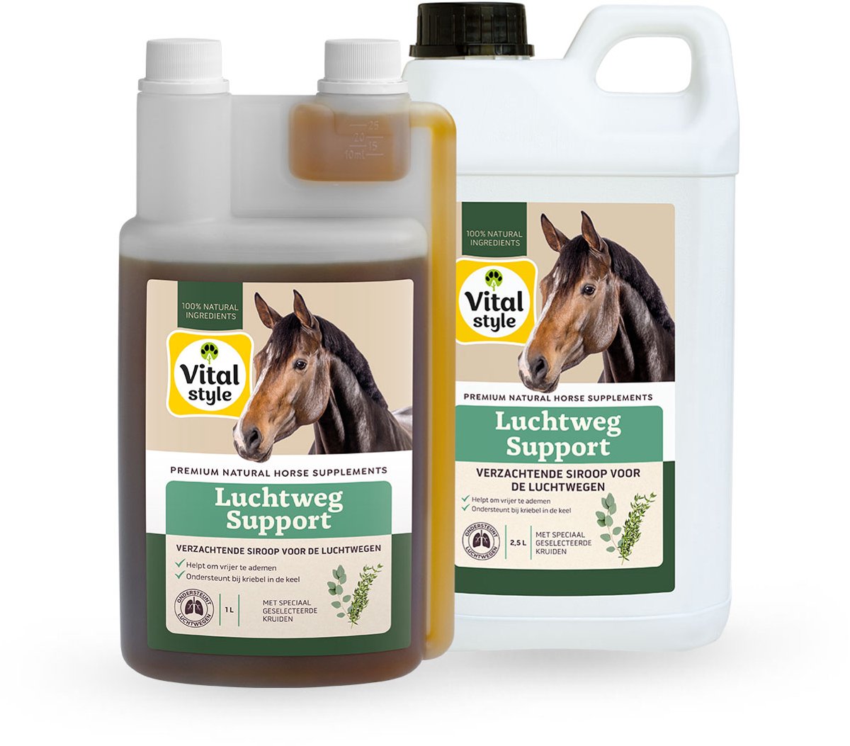 Vitalstyle LuchtwegSupport - VoordeelBundel - Paardensupplement - Verzachtende Siroop voor de Luchtwegen - 3,5 L