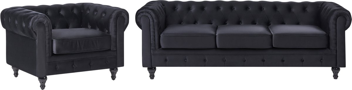 CHESTERFIELD - Woonkamerset - Zwart - Fluweel