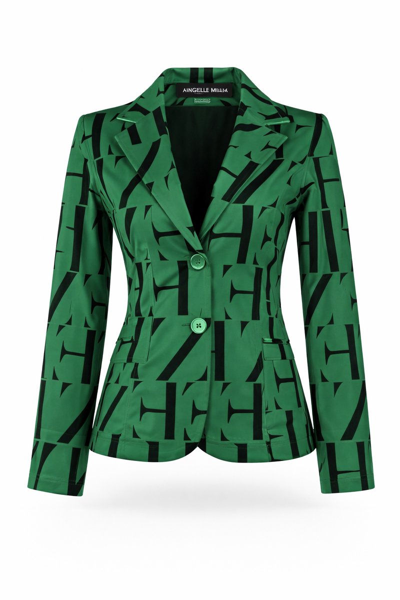 Angelle Milan Blazer Dames - Groen - Travelstof - Maat L