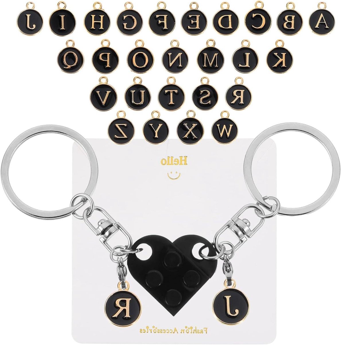 Sleutelhanger Set voor Geliefden - DIY Hart Sleutelring Cadeau - Matching Couple Accessoires - Romantisch Valentijn Geschenk