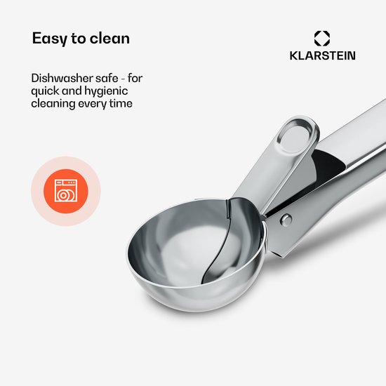 Klarstein FrostFusion ijsschep - roestvrij staal, handige ergonomische handgreep, kan gewoon in de vaatwasser, roestvrij, past bij Klarstein-ijsmachines, metalen schep van Klarstein — afbeelding 3