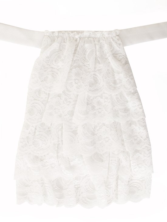 KIMU Jabot Kanten Kraag - Wit Crème - Klassiek Vintage Victoriaans Steampunk Kant Barok Kostuum Heren Dames Carnaval Aristocraten Frill Festival