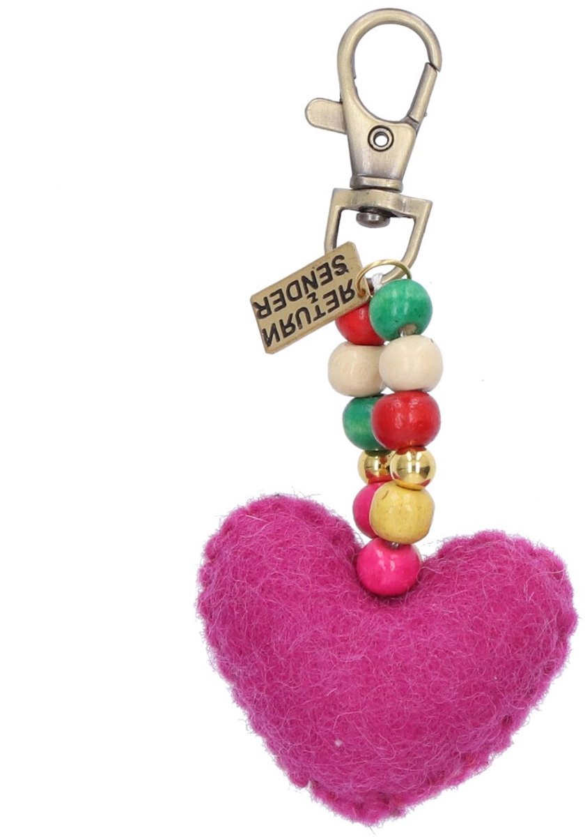 Return to Sender | Sleutelhanger van vilt - Hart Leela - Magenta