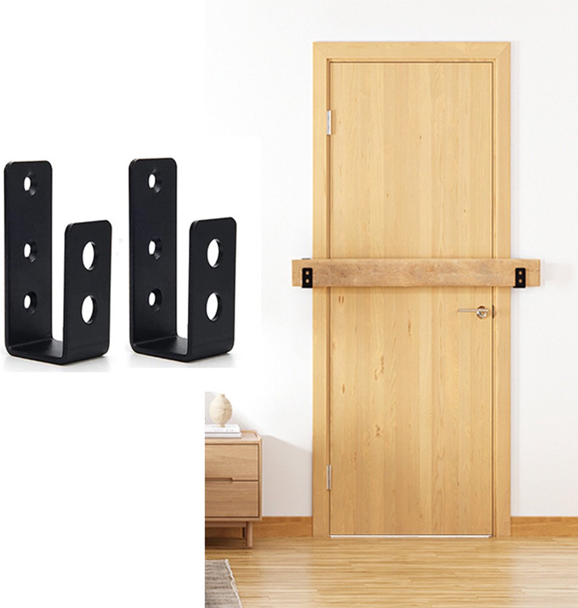 Deur Beveiligingsbeugels - Barricade Klemmen U-beugels - Deur Verstevigen - Zware Kwaliteit Koolstofstaal - 13 x 9 x 8 cm