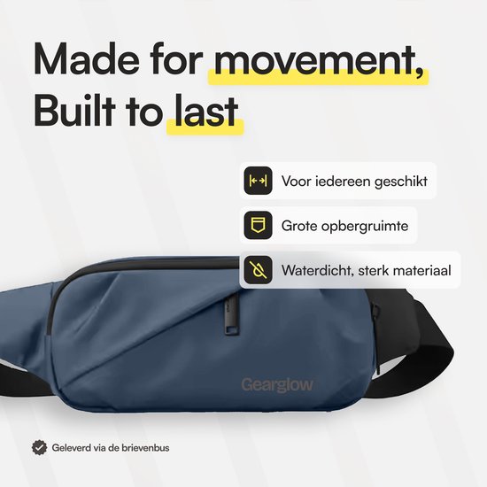 GearGlow® Hip Bag - Unisexe - Imperméable - Blauw - Également portable comme sac à bandoulière