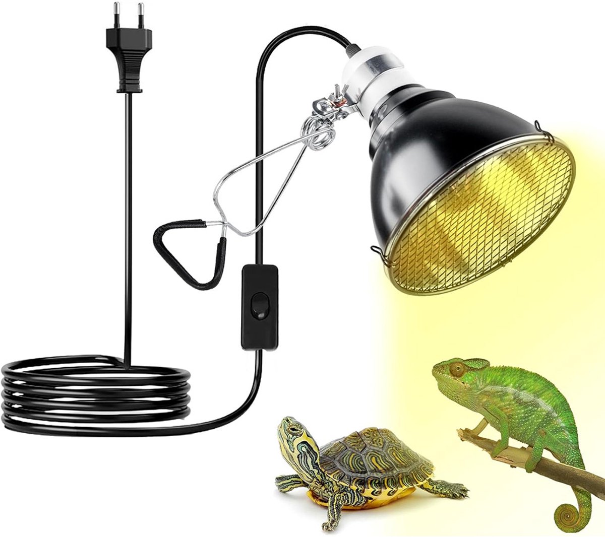 Warmtelamp Reptielen - Duurzaam - Warmtelamp Terrarium- Stevige Clipje - Geschikt voor Reptielen - Multifunctionele Ophangclip - Zonder Lamp - Zwart