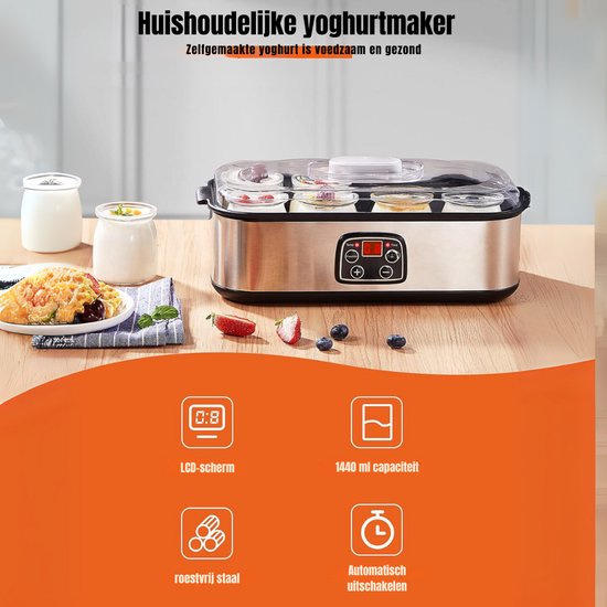 Quvo® Yoghurtmaker - Citruspers - Ijsmachine - Zilver - ‎37cm x 18cm x 14cm van Quvo — afbeelding 2