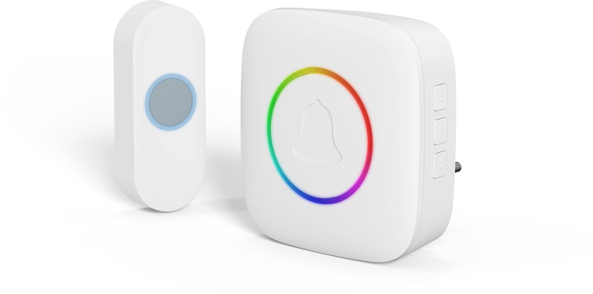 Q-Link gong - battery operated - plug-through - beldruk - licht - wit