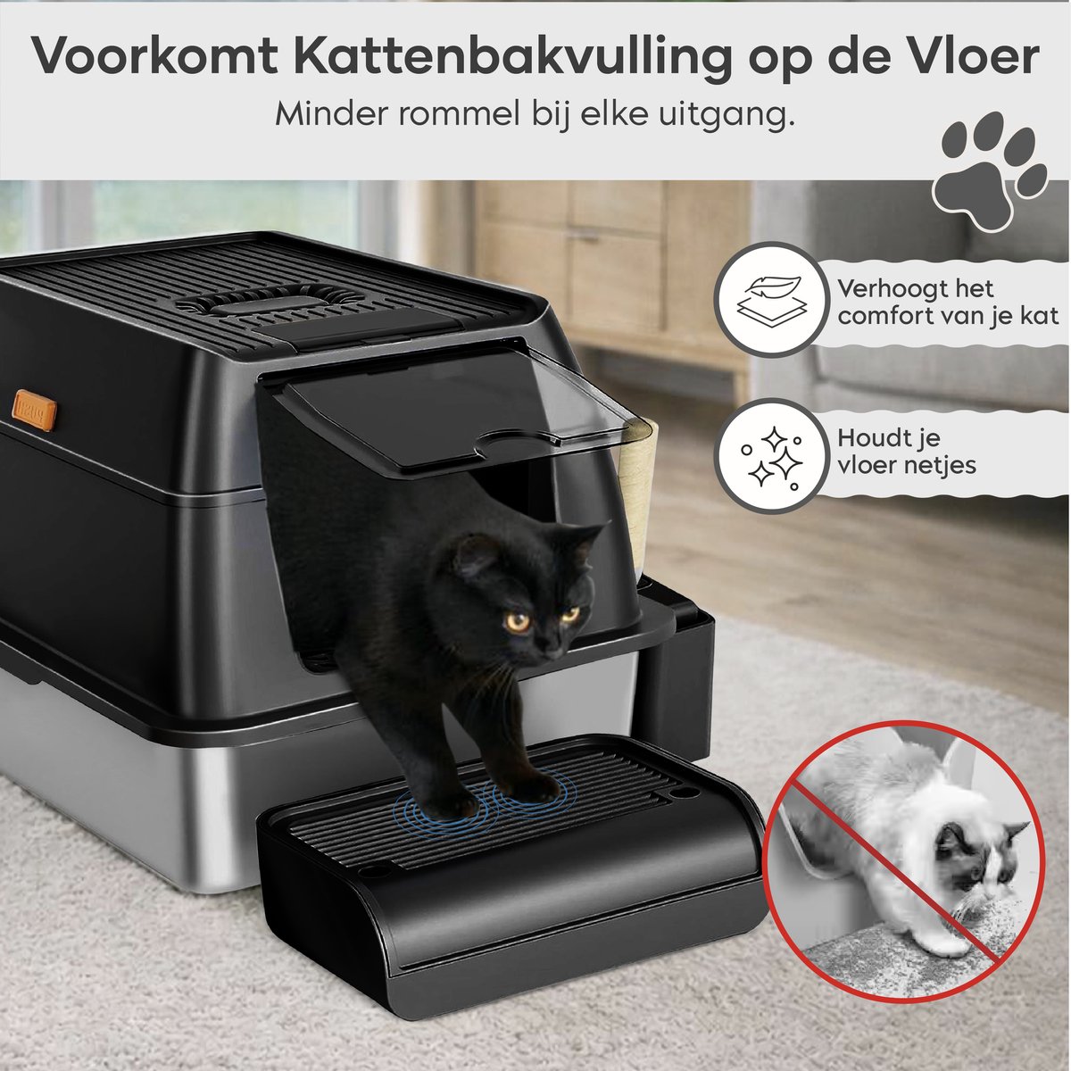ADSafety Kattenbak RVS - Kattentoilet Roestvrijstaal - Incl. Kattenbakschep met Houde… thumbnail 5