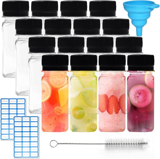 16 pcs kleine 60ml flessen voor vullen - plastic flessen met trechter ...