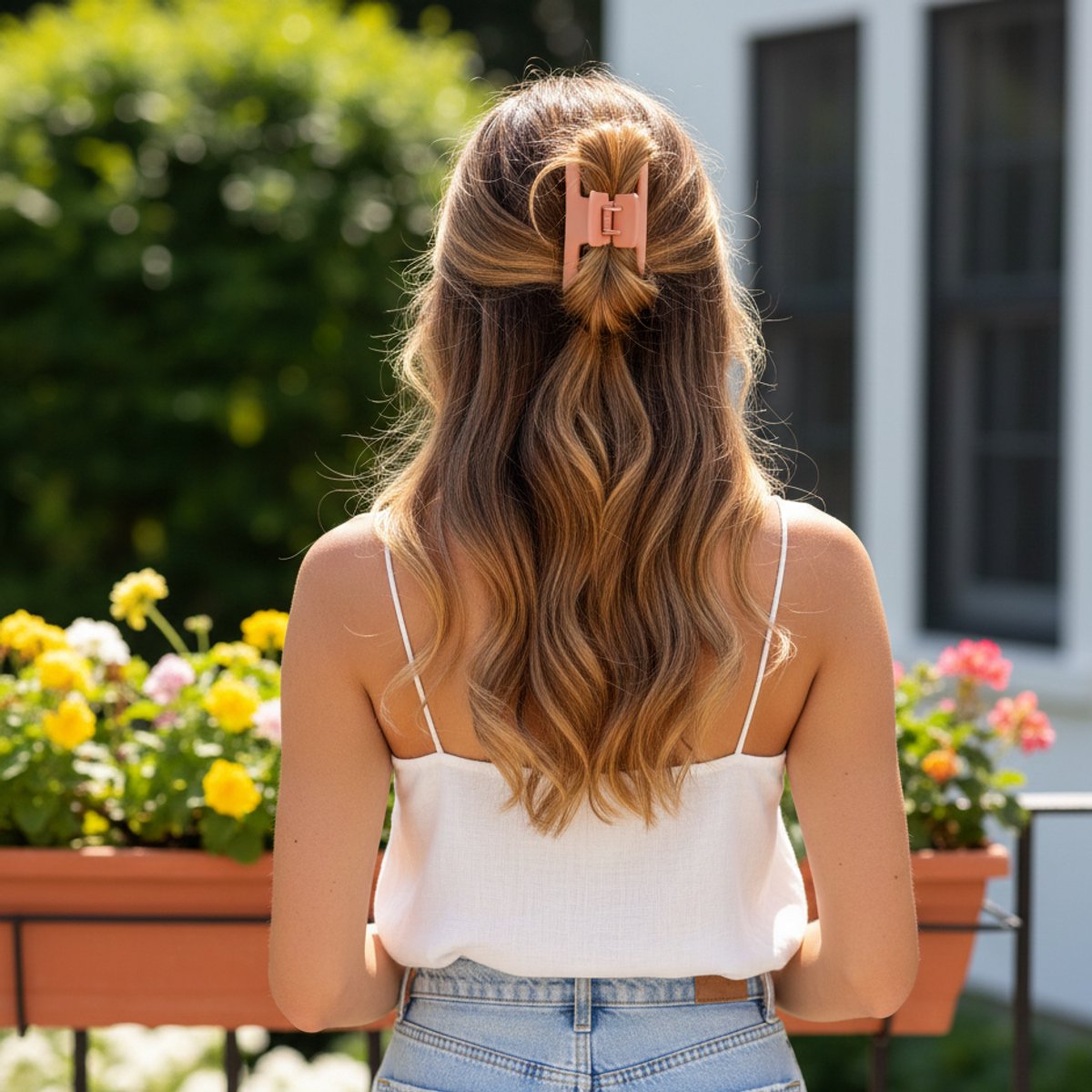 YOSMO Luxe Haarklem - Haarclip - Groot - Kleur zalm roze - Claw clip - Dik haar - Premium