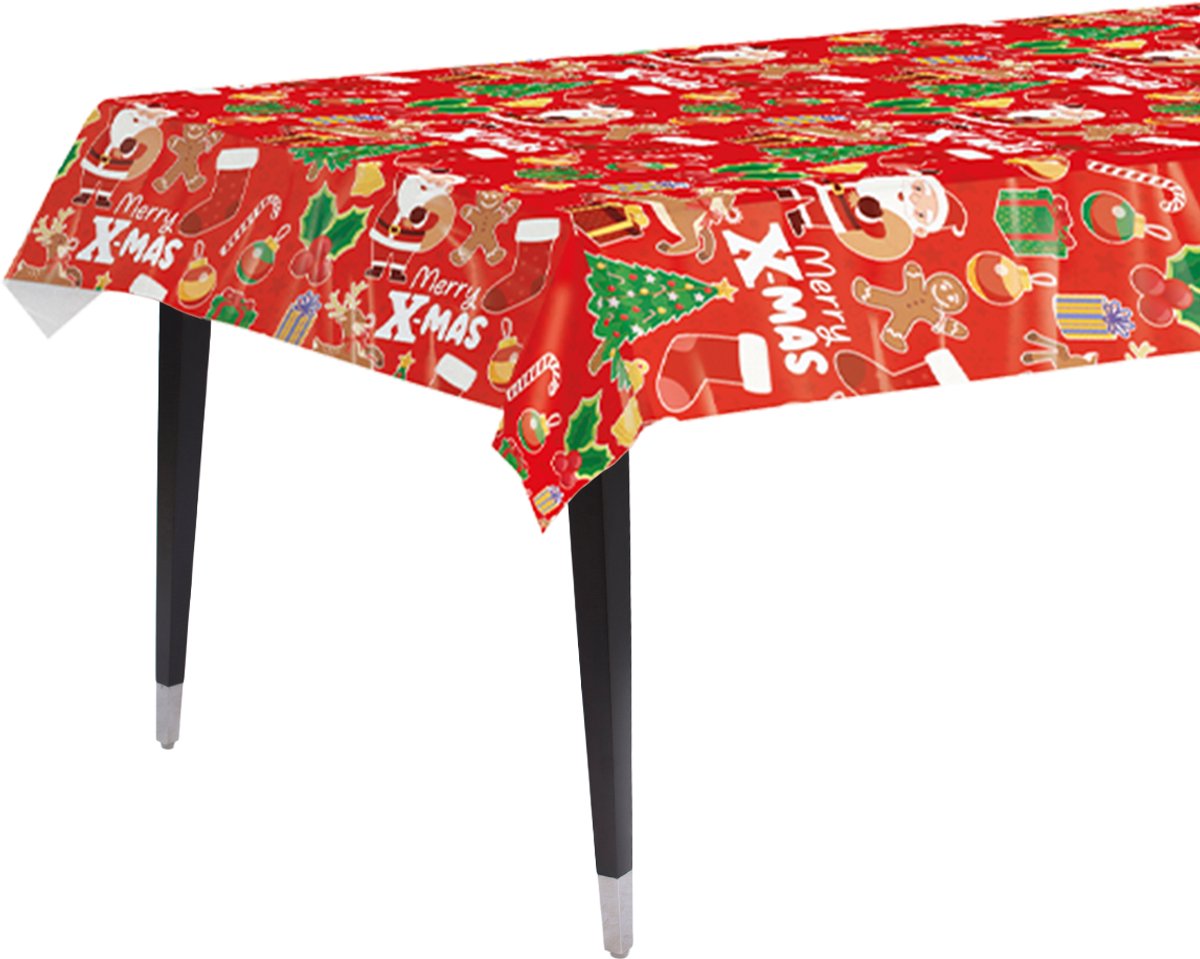 Q2P - Kerstversiering - Tafelkleed - Kerst Decoratie - Tafellaken - Plastic Tafelzeil - Rood - Tafelloper - 137*274 cm