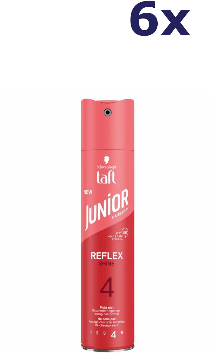 Taft Junior Hairspray Ultra Reflex Shine - 6 x 250 ml - Voordeelverpakking