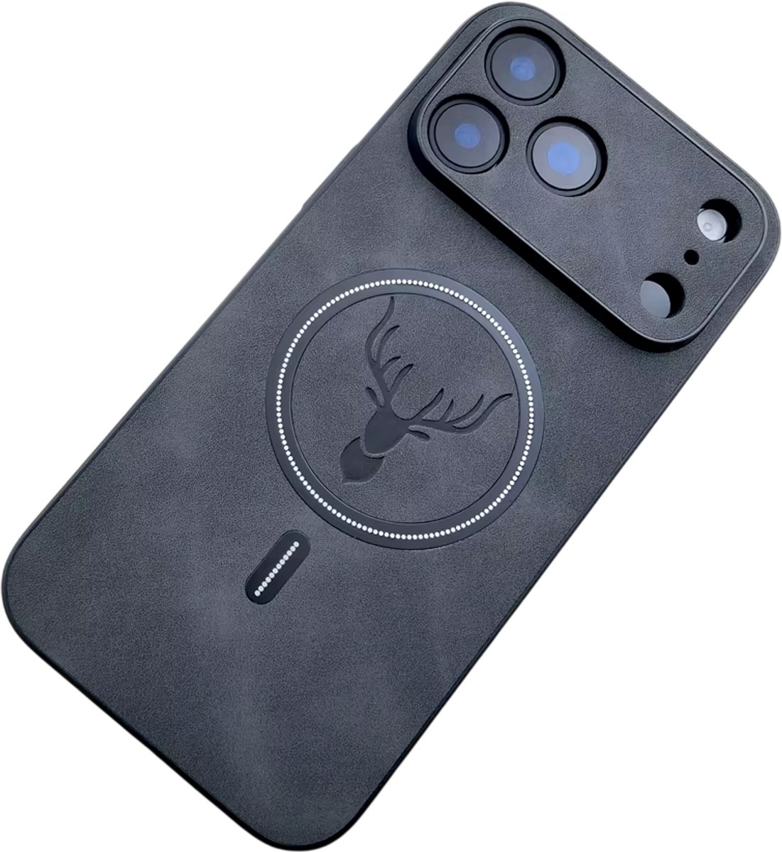 Luxe Telefoonhoesje – Geschikt voor iPhone 17 Pro max, Kunstleren Case met Magnetische Draadloze Oplading, Volledige Bescherming, Slank Design & Dagelijks Gebruik-Zwart