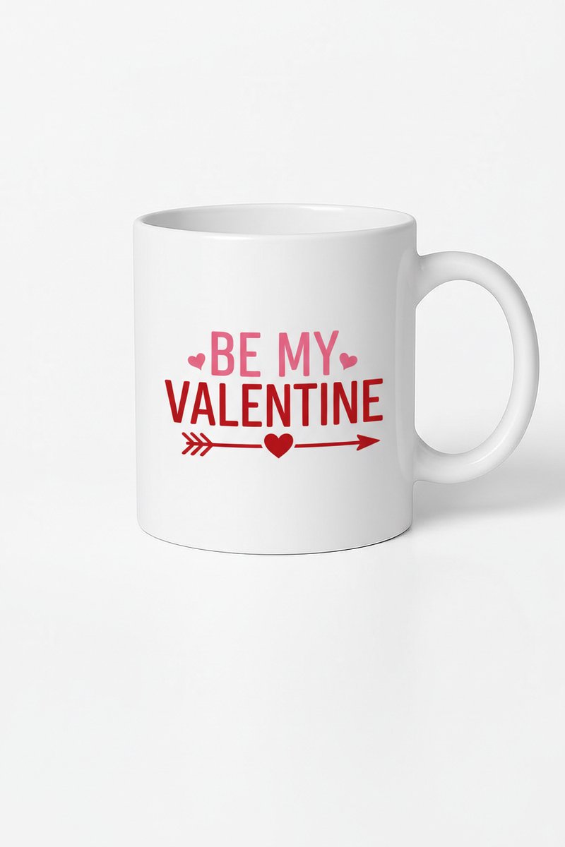 Valentijn Mok 'Be My Valentine' - Romantisch Cadeau met Hart & Pijl