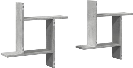 vidaXL - Étagères murales - 2 - pcs - 50x12x50 - cm - décoré - bois - gris béton