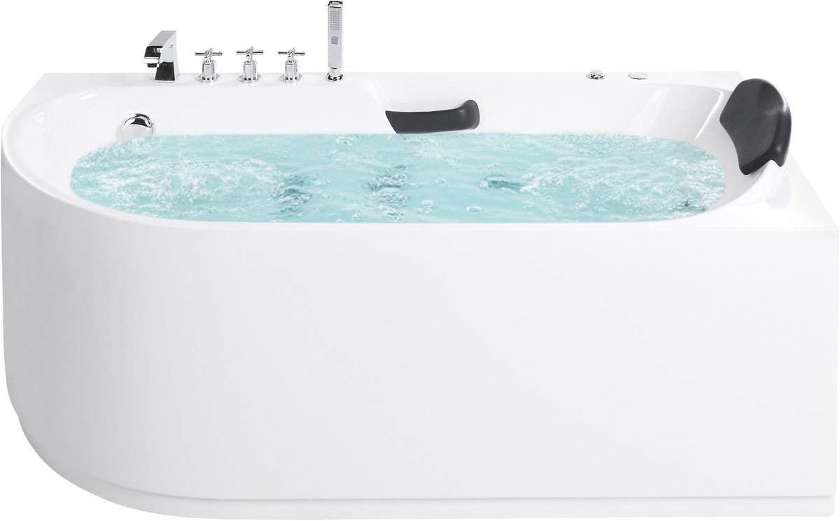 SAYULA - Hoek bubbelbad - Wit - 1700 x 800 mm - Linkszijdig - Acryl
