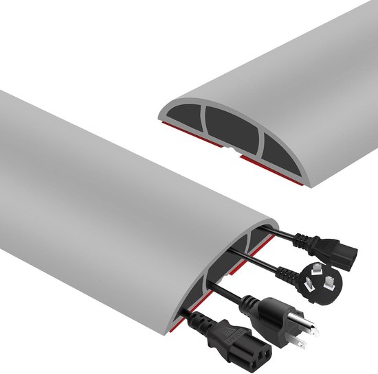 Kensbro Vloerkabelbrug – 6 Meter – Flexibel PVC – 3 Kanalen – Met Gele Waarschuwingsstrip – Voor Kantoor En Thuis