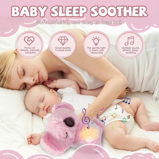 Breathing Koala Knuffel - Ademende Knuffel - Ademhaling Knuffel Koala - Kalmerend Koala Knuffel - Zacht speelgoed dat ademt met geluid reliëfpluche voor volwassenen en baby - Roze — afbeelding 2