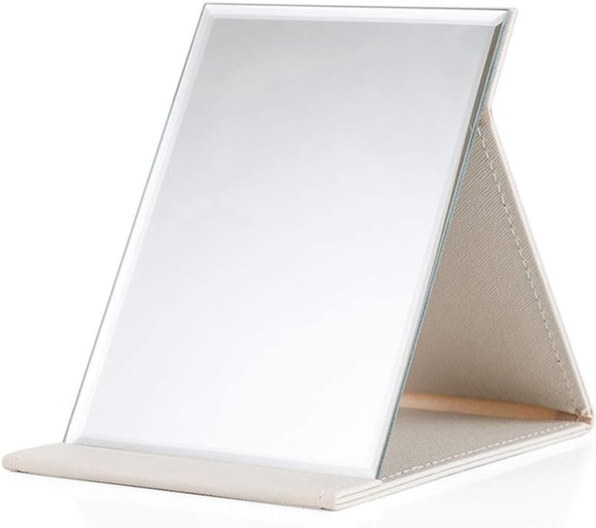 Opvouwbare make-upspiegel van imitatieleer (beige)