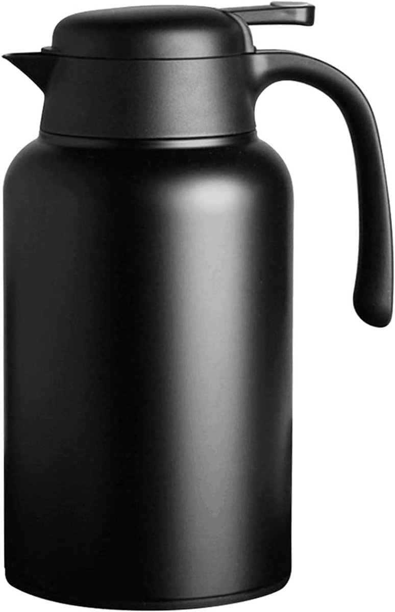 Thermoskan Koffiekan Van 68 Oz -Isoleerkan - Roestvrij Staal 18/10, Dubbelwandigthermoskan - VacuüMgeïSoleerd Koffiepot - Met Drukknop Bovenaan, Warmtebehoud Van 12+ Uur En Koudebehoud Van 24+ Uur - Voor Het Bewaren Van Koffie, Thee En Dranken (Zwart