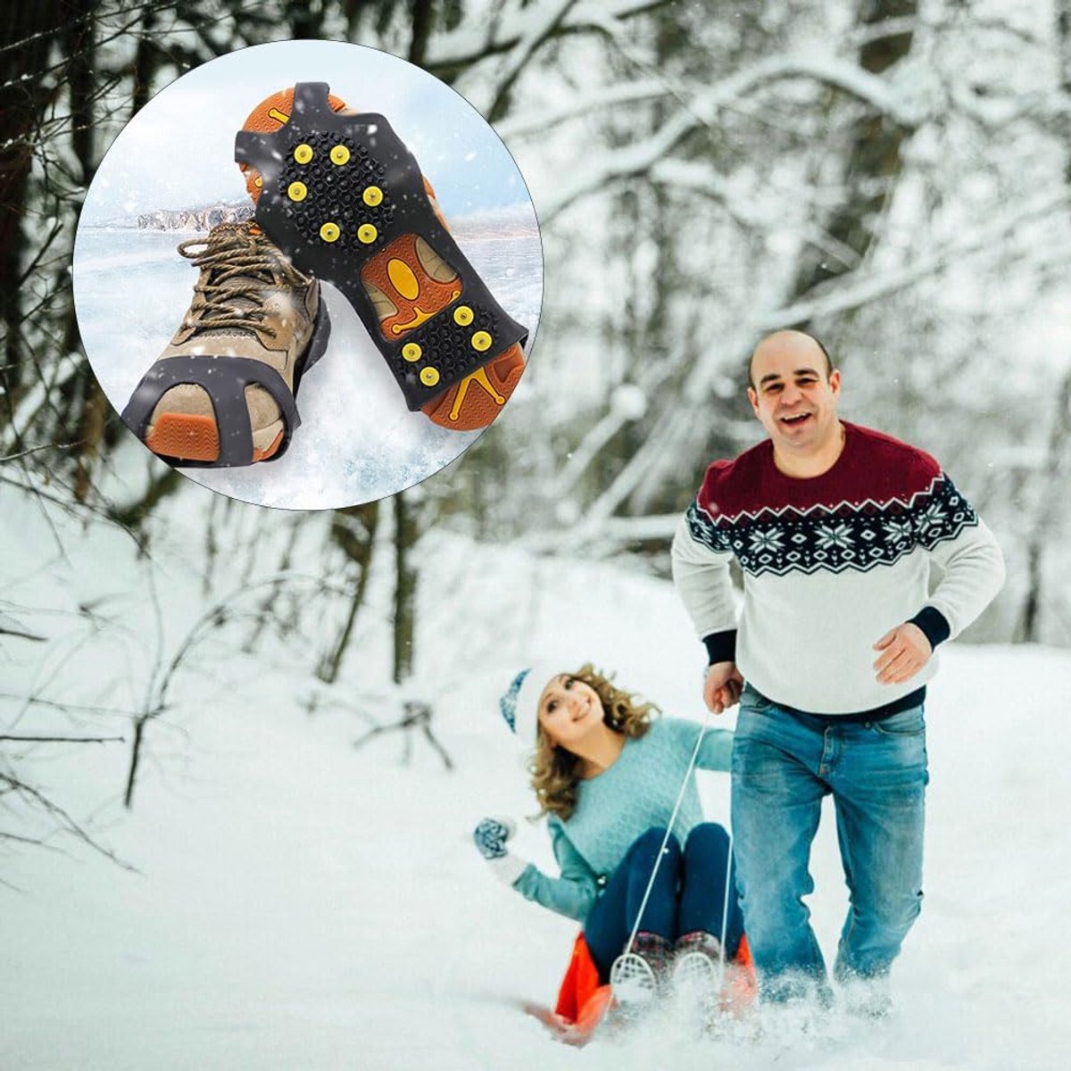 Candala Antislip Schoennoppen Sneeuwschoenplaatjes Voor Schoenen Siliconen Schoenspikes Schoenklauwen Ijs Sneeuw Stijgijzers Voor Sneeuw Ijs Wandelen En In De Winter M Bruin