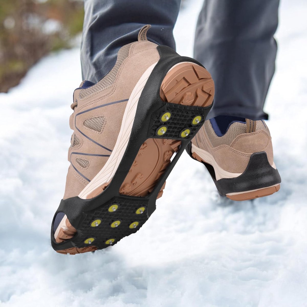 Candala Antislip schoenenklauw spikes voor schoenen winter ijs spikes voor winter ijs siliconen glijschijven schoenklauwen schoenspikes voor sneeuwschoenen geschikt voor outdoor-ski ijs en Zwart