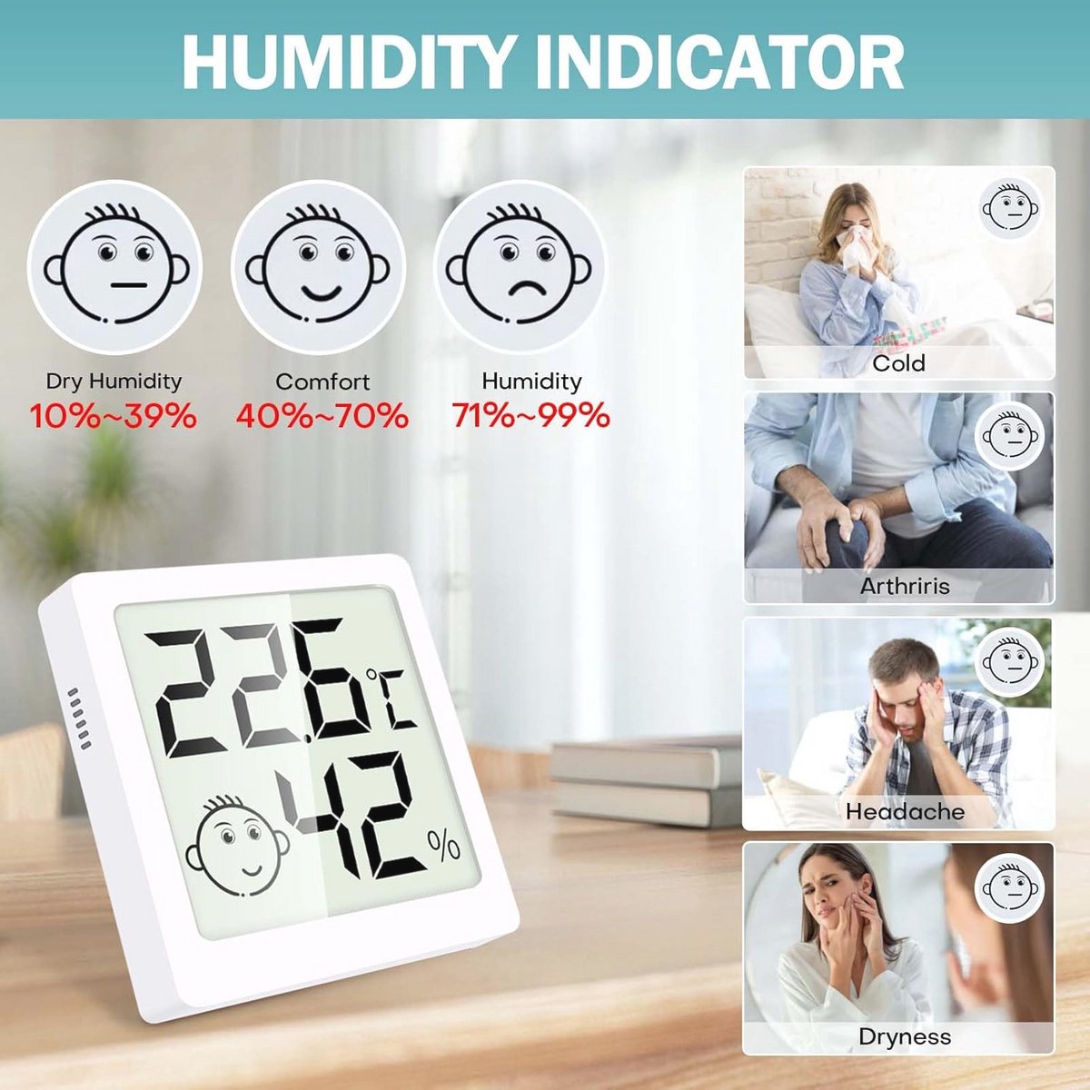 Digitale Thermometer en Hygrometer Set voor Binnen, Mini Luchtvochtigheidsmeter, Ruimte Thermometer voor Woonkamer, Kantoor, Babykamer, Broeikas (6 Stuks) — cadeau in Cadeau-ideeën - foto 6