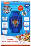 De verpakking van de VTech Paw Patrol Chase Leerhorloge, met Chase en zijn vrienden vooraan.