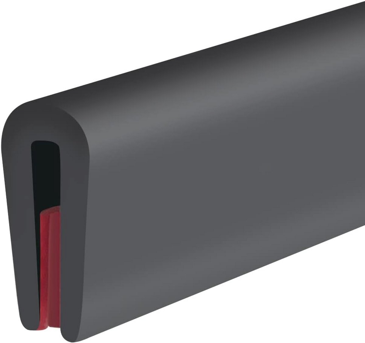 Zelfklevende U-vormige rubberen randbeschermer 5 mm - Flexibele randbescherming voor metalen platen en glas - 6 m lang