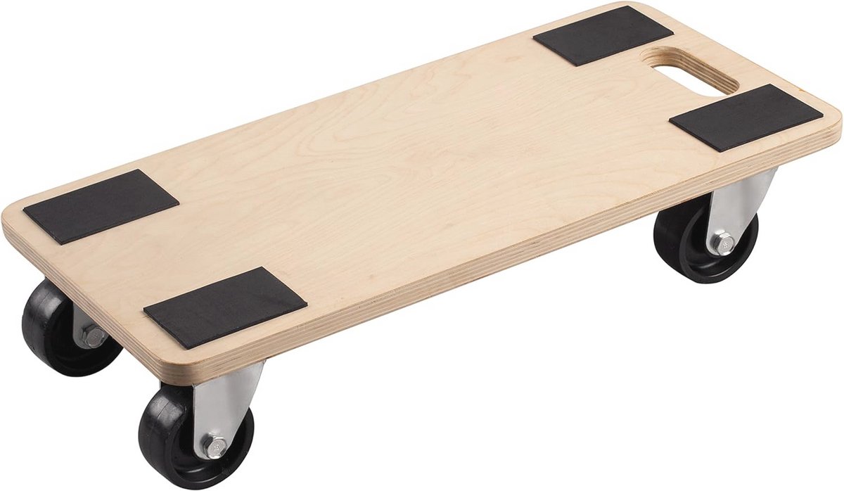 Transportroller 590 x 290 mm - 500 kg draagkracht - Multiplex en PP-wielen - Meubelroller voor gemakkelijk transport