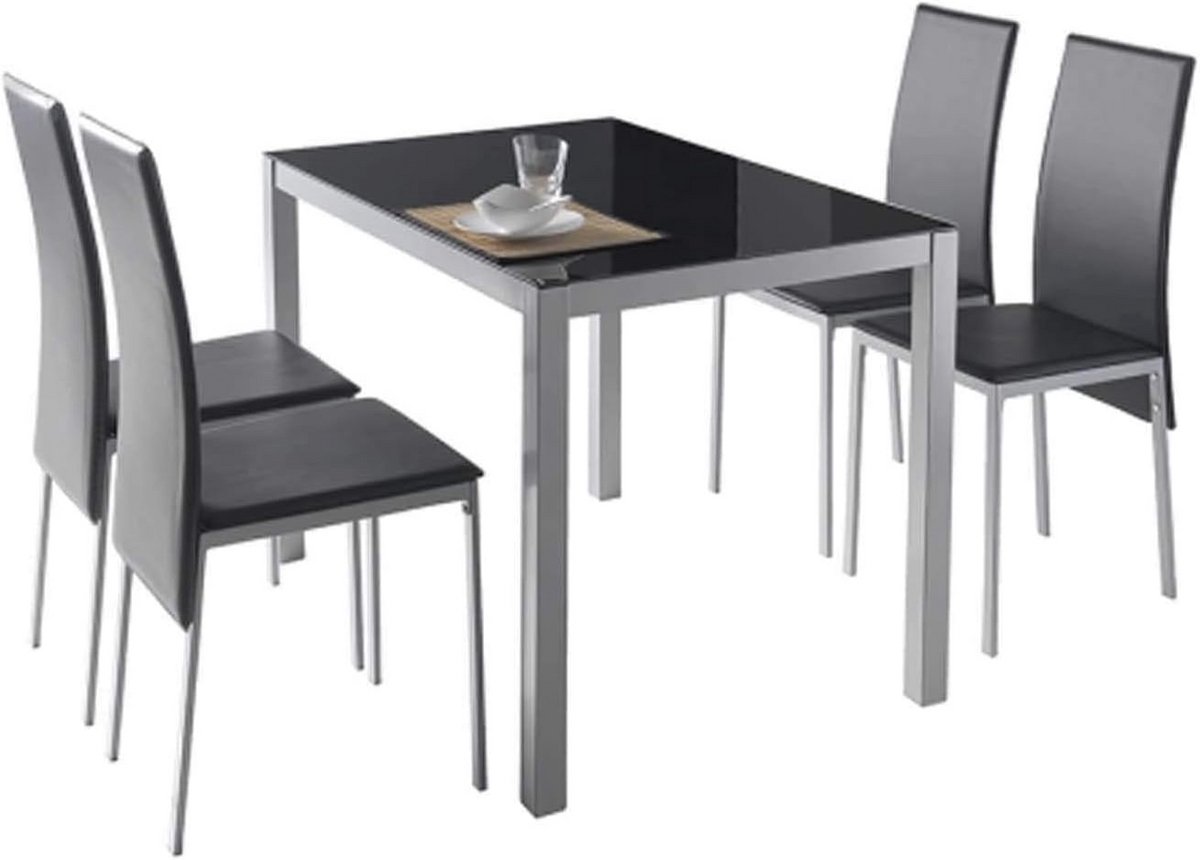 Set van Tafel en 4 Stoelen voor Woonkamer en Keuken - Elegant en Modern Design