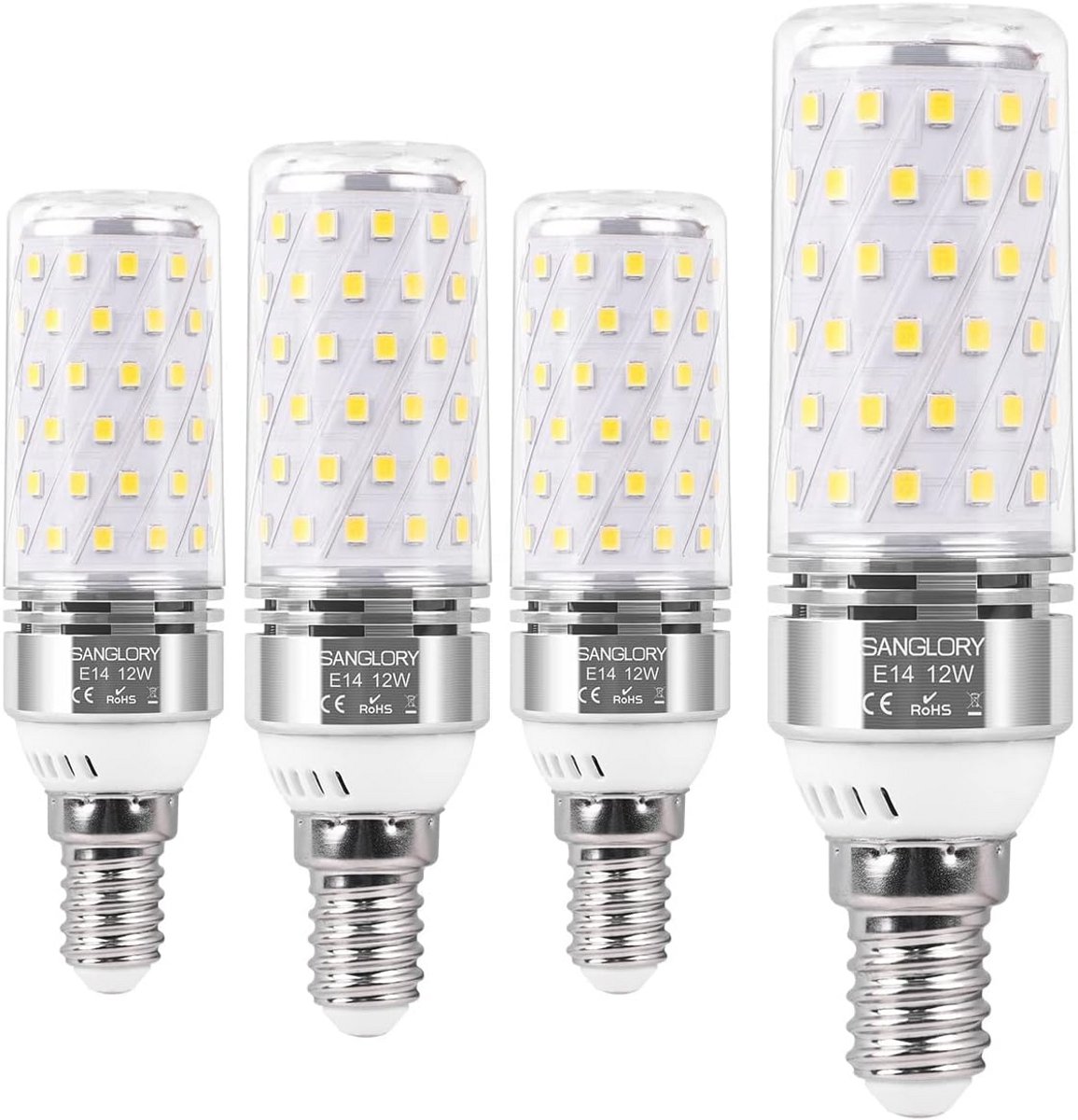 E14 LED Lamp 12W Koudwit 5000K - Energiezuinige Verlichting, Vergelijkbaar met 100W Gloeilamp - Pack van 4