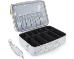 Grote Reis Make-up Tas en Toilettas in Marmer – Perfect voor Cosmetica en Toeslagen