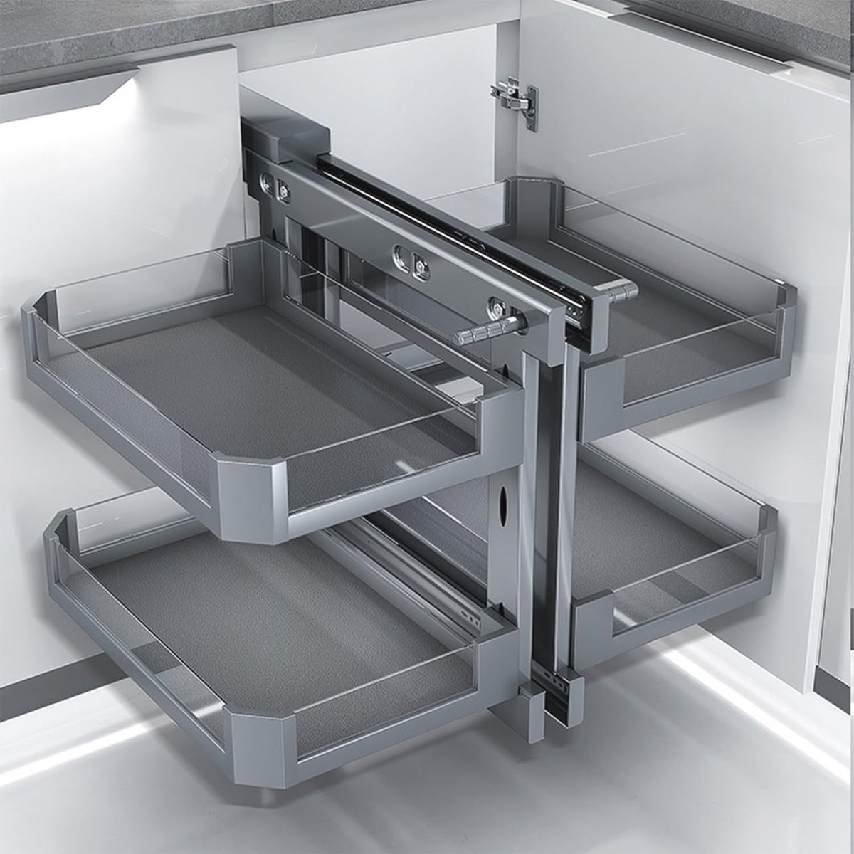 Uittrekbare Keukenkast Organizer - Ladenkast Organizer Keuken - Keuken Organiseren - Stille Sliding Plank - 800-67x48x60 cm - Zilver