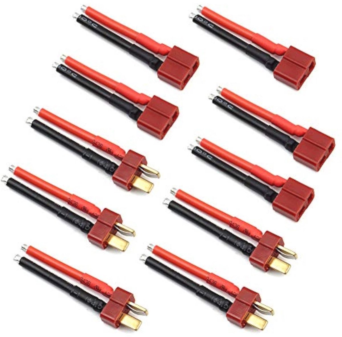 5 Pairs T-Stickers and Connectors with 14AWG Silicone Wire for RC Lipo Battery Cables