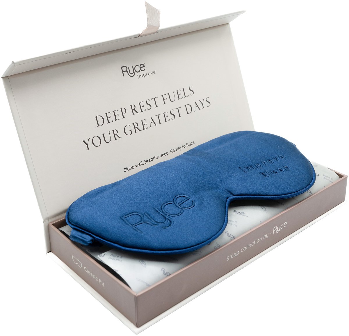 Bol.com Ryce® Zijden Slaapmasker - Oogmasker - Vrouwen & Mannen - Cadeau - Blauw aanbieding