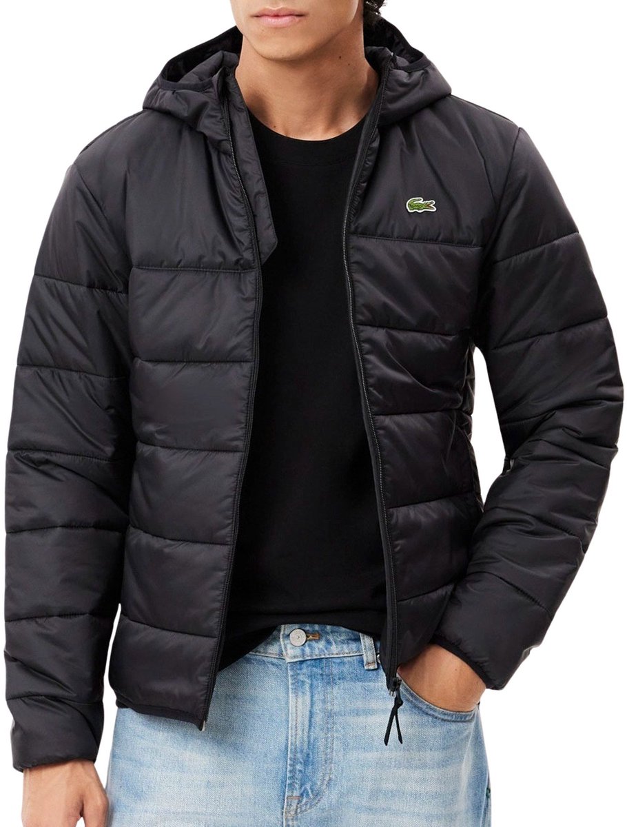 Lacoste Waterrepellent Hooded Puffer Jas Heren Zwart