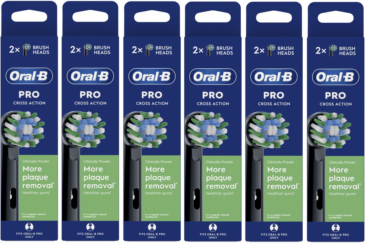 Oral B Cross Action Zwart Opzetborstels 12 stk - refill heads 12pcs black