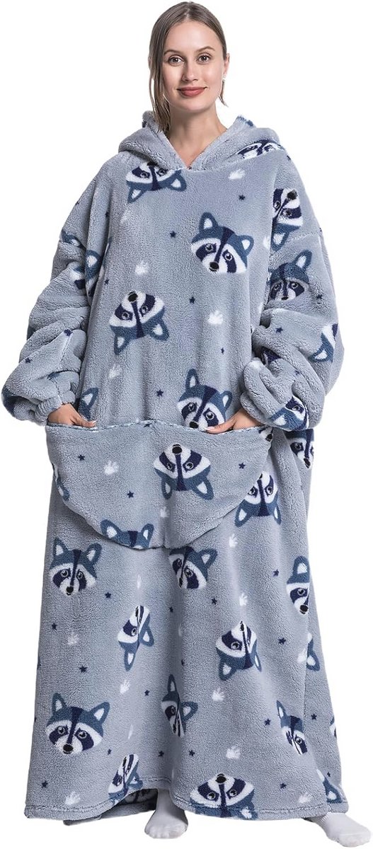 Hoodiedeken met Mouwen - Zachte Flanellen Deken voor Thuis, met Capuchon en Zakken