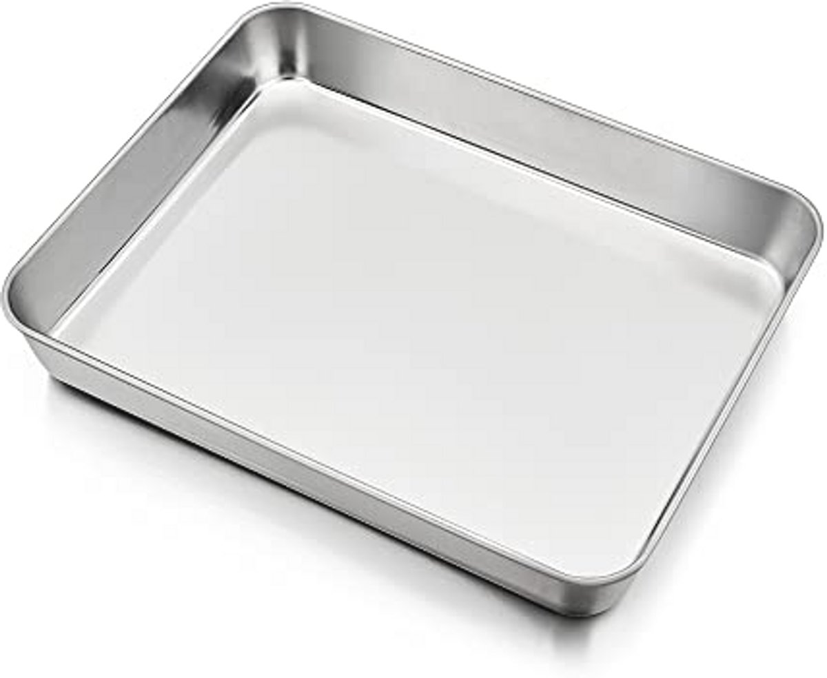Stainless Steel Baking Tray Rectangular Deep Oven Mold for Baking Roasting and Serving