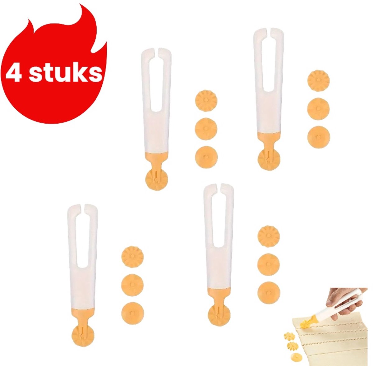 3-delige Fancy Roller Cutter Set - Bakken Cake Cutter - Keuken Deeg Cutter - Oranje