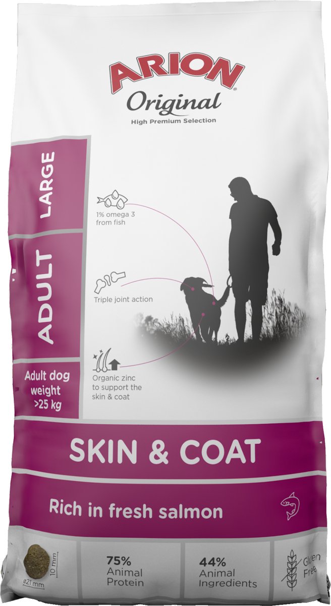 Arion Arion hondenvoer Original Adult Large Skin & Coat 12 kg - Hond