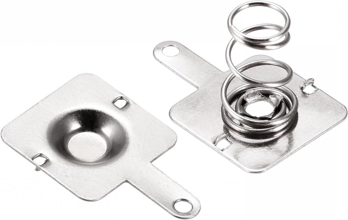E-Ambar - Accu veerplaat set van 100 stuks, vernikkeld, 12 mm x 12 mm, AA veer contacten.