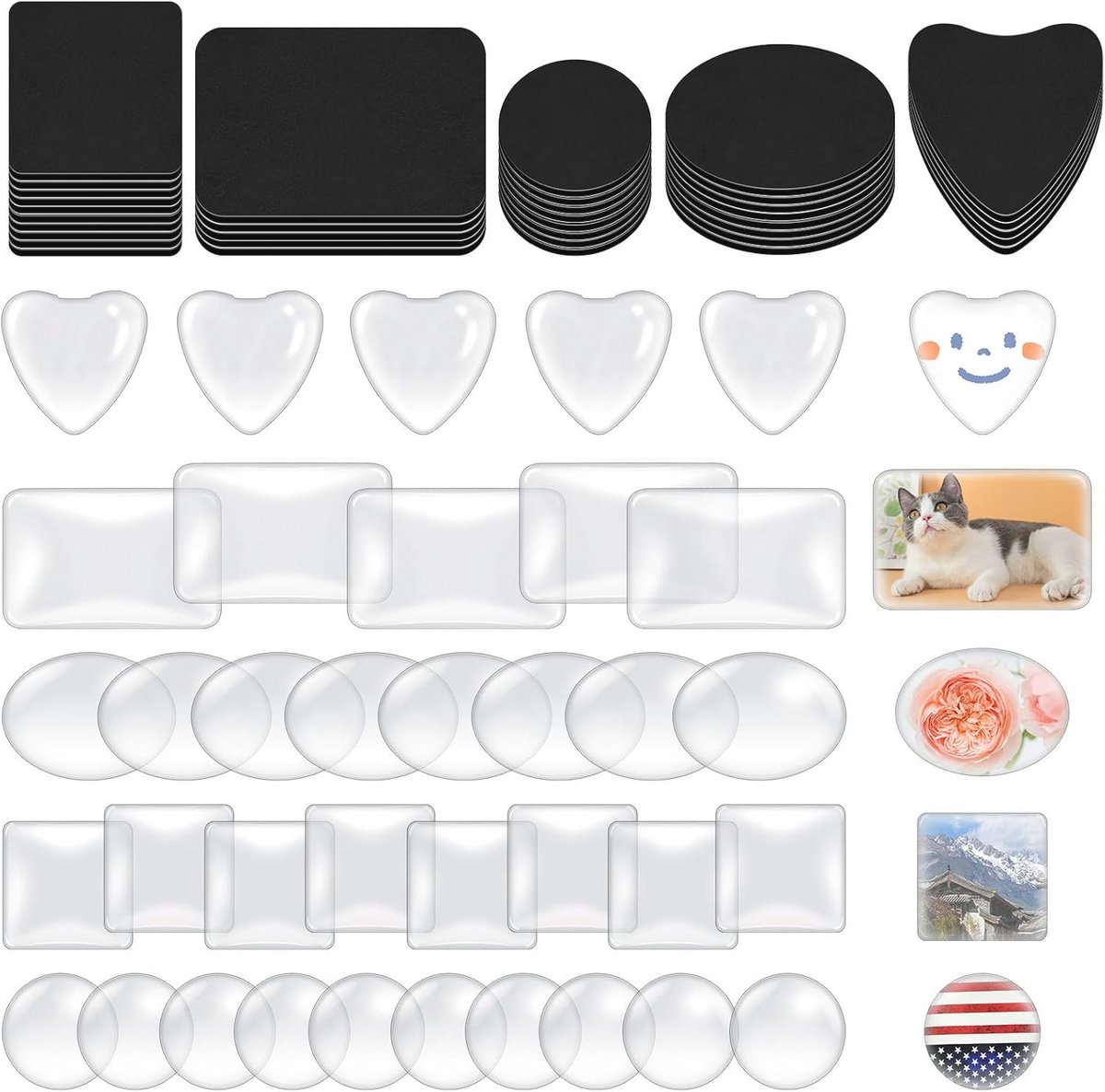 Kleine Koelkast Magneten Craft Set - 72 Stuks in Diverse Vormen Met Zelfklevende Rug
