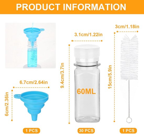 30pcs kleine flessen voor vullen - 60ml - smoothie flessen - gember ...