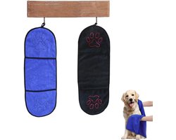 2 Pcs Pet Bath Towel - Microfiber Pet Bath Towel - Dog Towel - Quick Dry Pet Drying Cloth - voor Alle Honden en Katten - Donkerblauw en Zwart