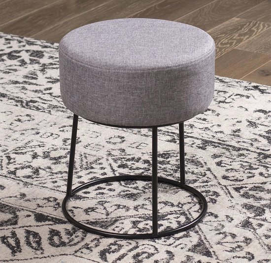 IBUYKE Kleine 12 inch H voetensteunstoel, vierkante linnen voetenbank met metalen X-poten, multifunctioneel als kleine bijzettafel, opstapkruk voor woonkamer, slaapkamer, entree, kantoor, beddengoed